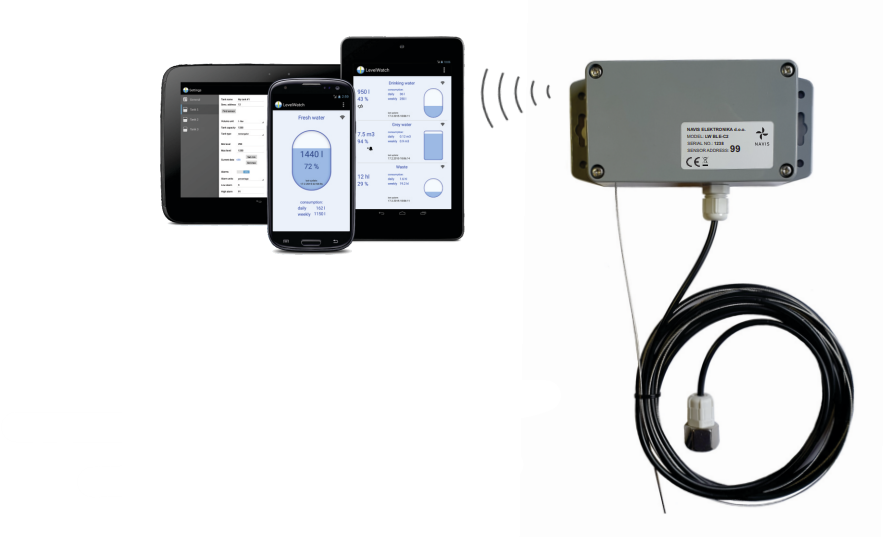 Capacitive level sensor, separate transmitter